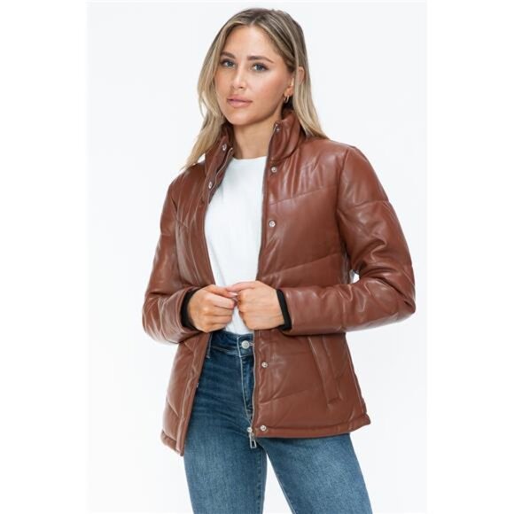 NWT Snobbish Pocketed Zip Up Turtleneck Puffer Jacket - Picture 5 of 15